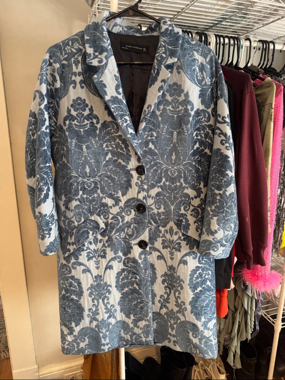 Zara Limited Edition Blue Damask Coat